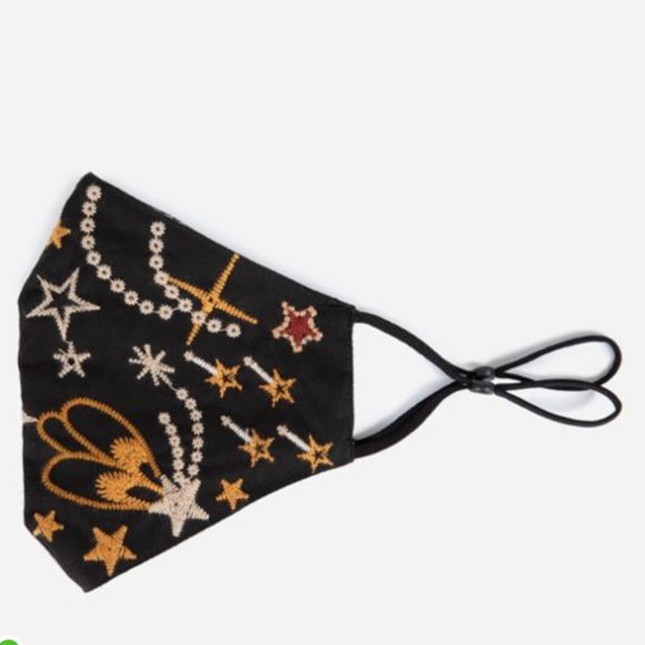 NEW Johnny Was Embroidered Stars & Moon Face Mask - Picture 2 of 4